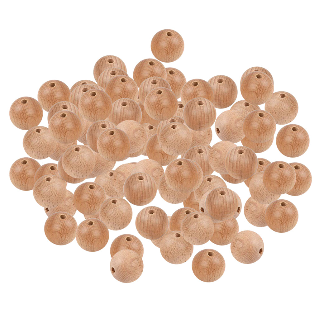 100Pcs Wooden Round Beads Loose 20mm