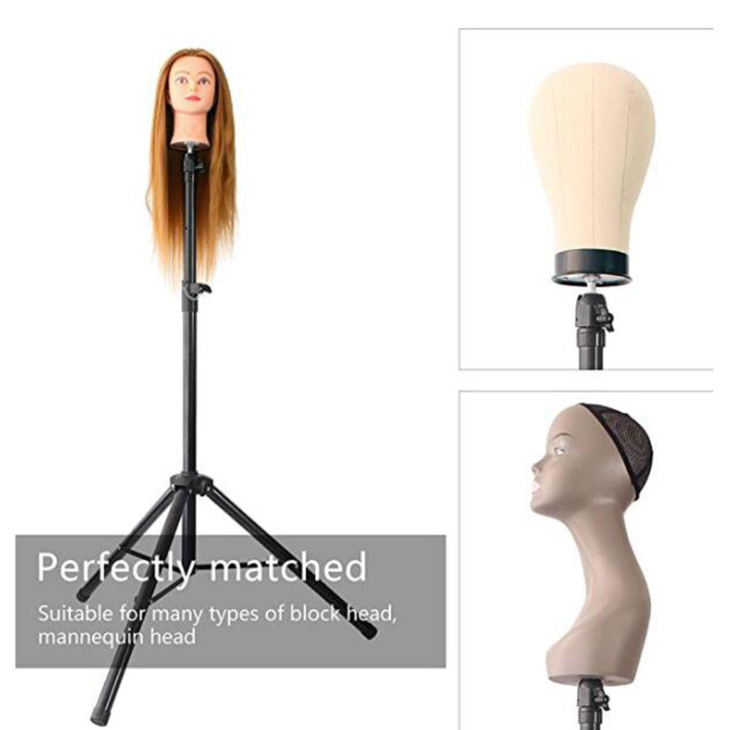 Mannequin Tripod Canvas Block Head Wig Display Stand Hairdressing