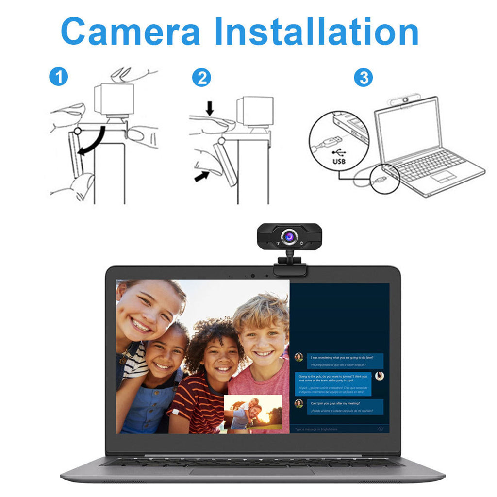 Webcam Camera With Microphone For PC Desktop Compute USB 2.0 Interface 1080P