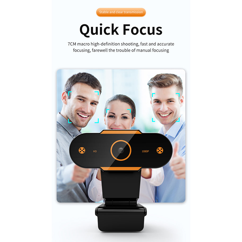 Auto Focusing HD Web Camera with Microphone for PC 1080P Fixed Focus