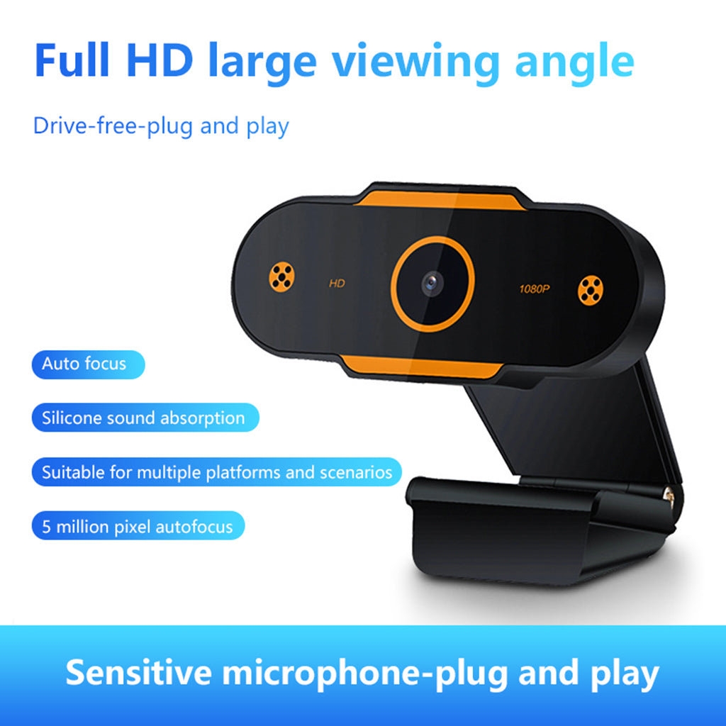 Auto Focusing HD Web Camera with Microphone for PC 1080P Fixed Focus