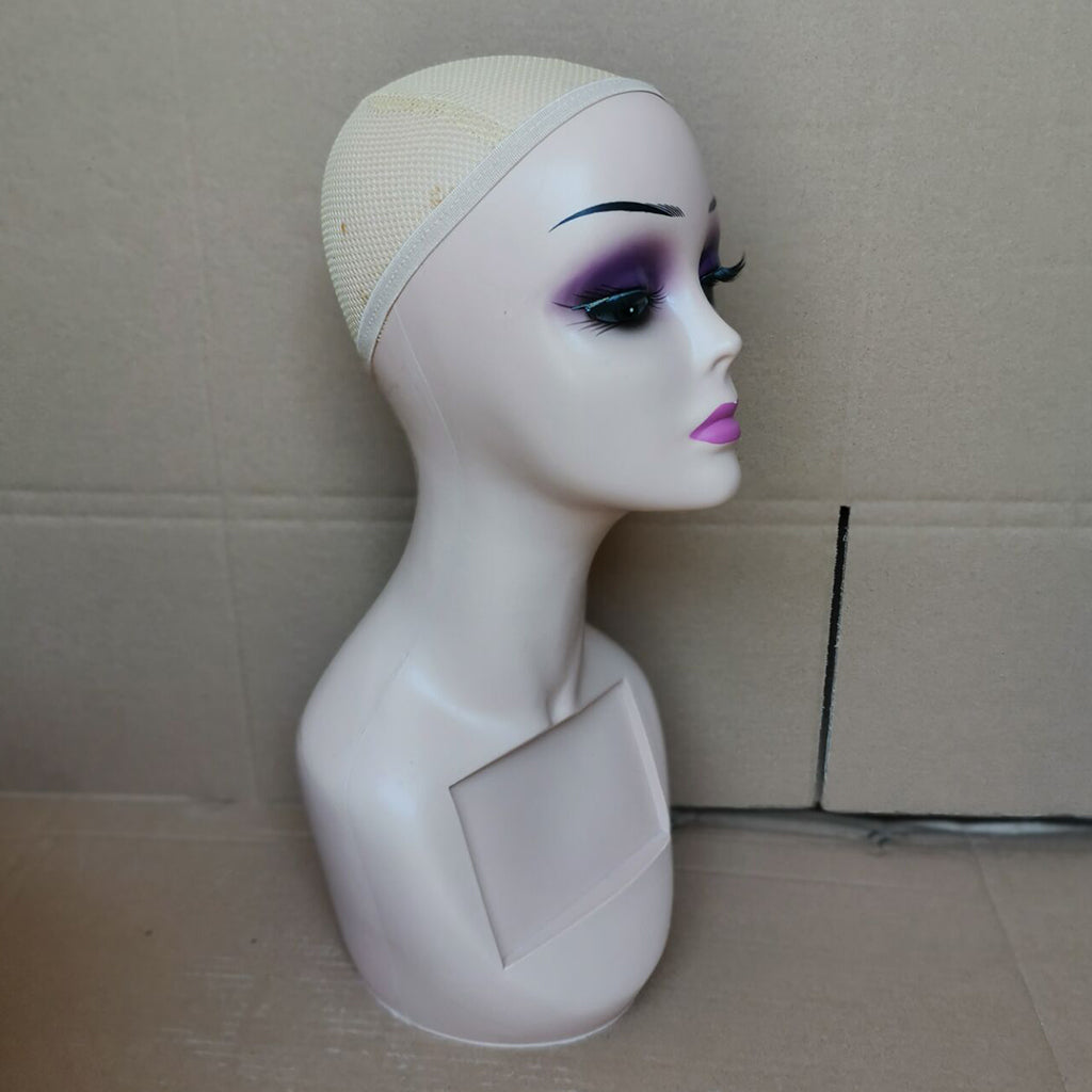 14" Mannequin Head Female for Display Wigs Hats Sunglasses  Pink lips