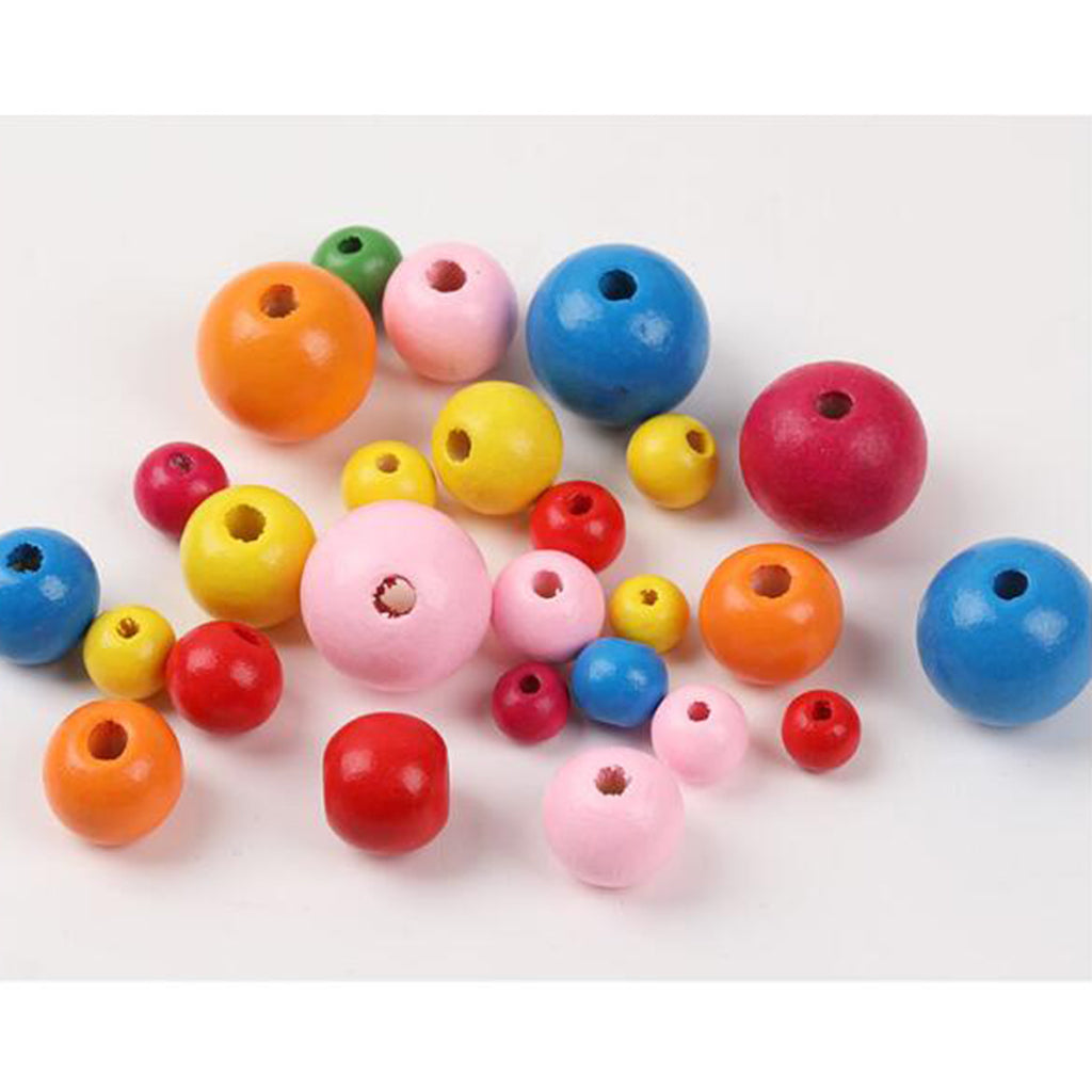 500pcs Round Wood Beads Mixed Color Loose Spacer Beads Jewelry Making 16mm