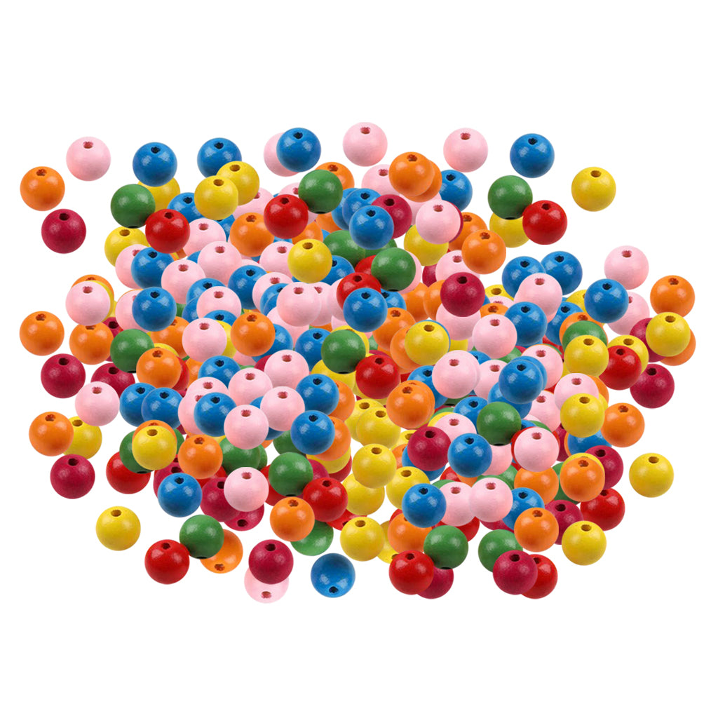 500pcs Round Wood Beads Mixed Color Loose Spacer Beads Jewelry Making 16mm