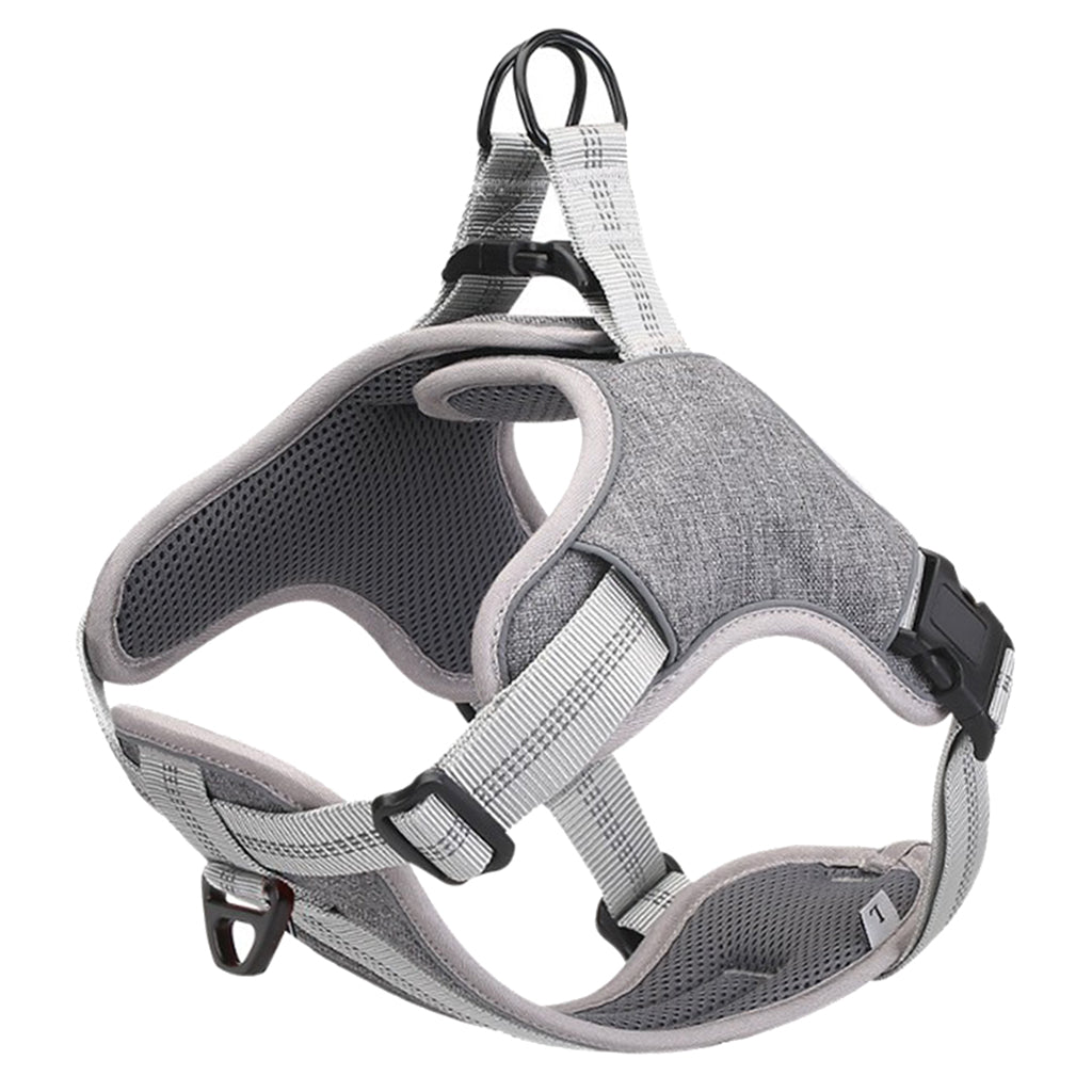 Dog Harness Vest Pet Harness Adjustable for All Breeds M L Dogs S-Gray