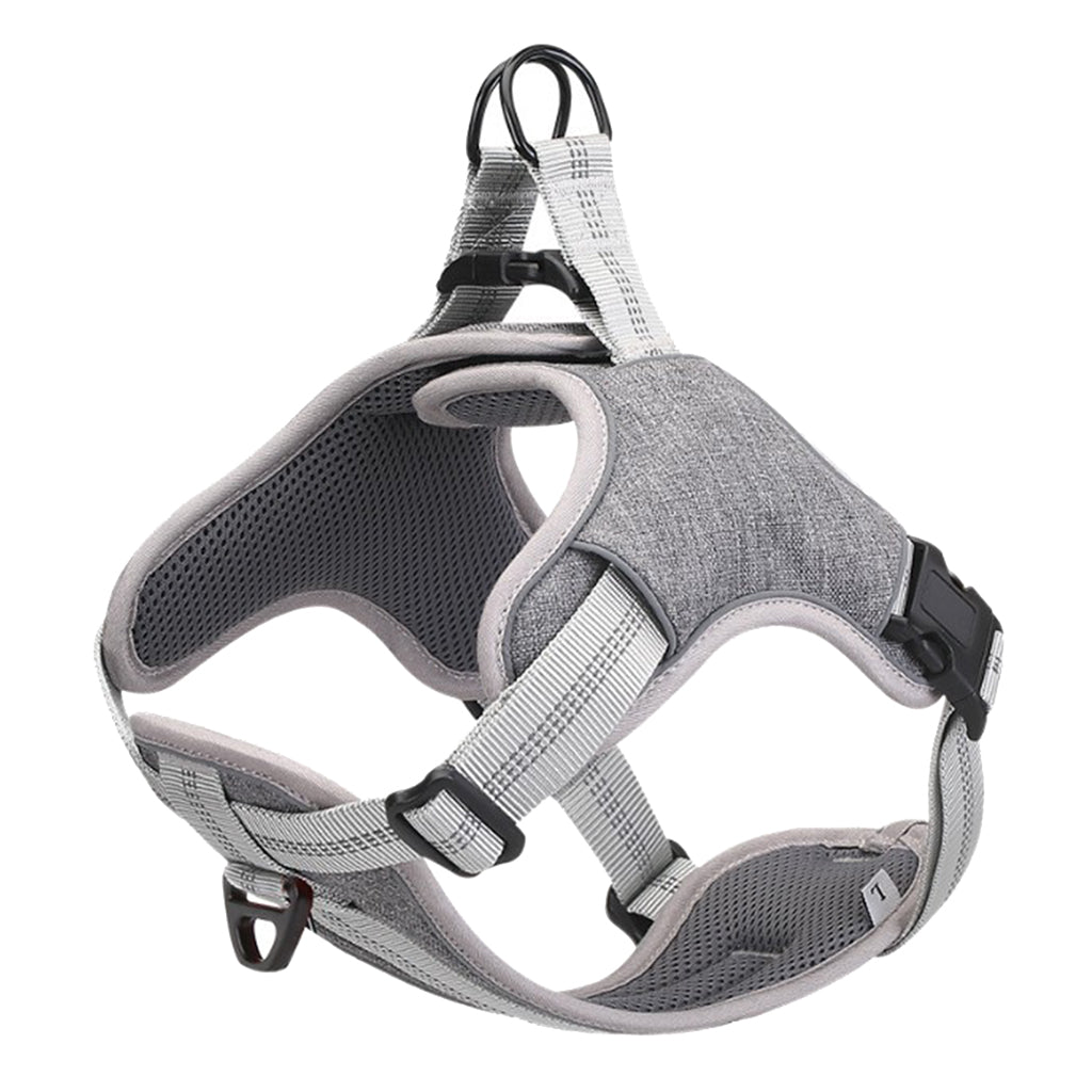 Dog Harness Vest Pet Harness Adjustable for All Breeds M L Dogs S-Gray