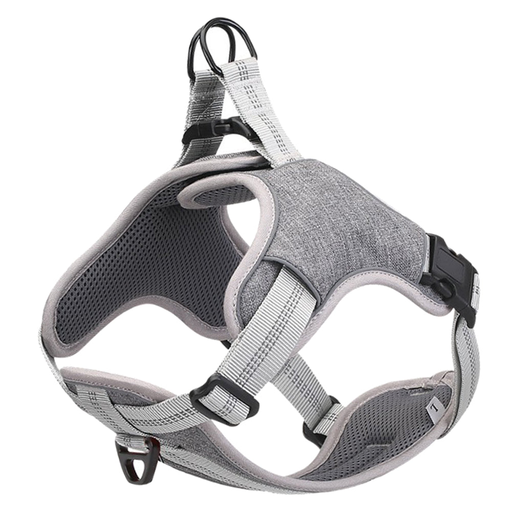 Dog Harness Vest Pet Harness Adjustable for All Breeds M L Dogs S-Gray