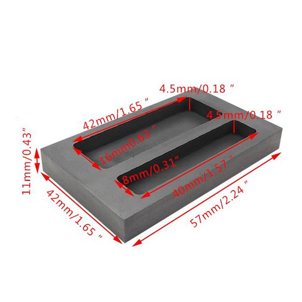 Black Graphite Furnace Casting Foundry Crucible Melting Tool 2 Slots