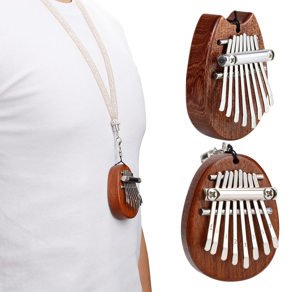 1pc 8 Keys Kalimba Thumb Piano Pendant Can Play Great Sound for Friends oval