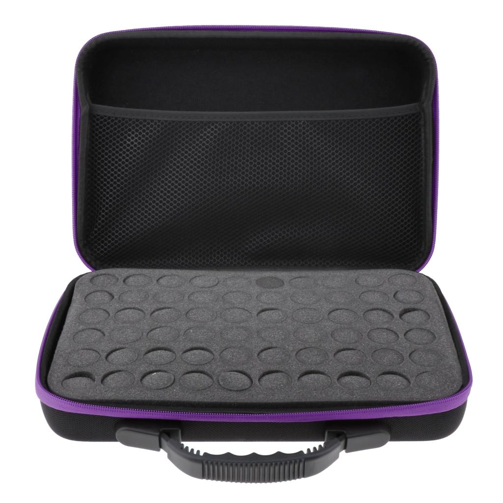 60 Bottles Essential Oil Carry Case 5ML~15ML Holder Storage Hand Bag Purple