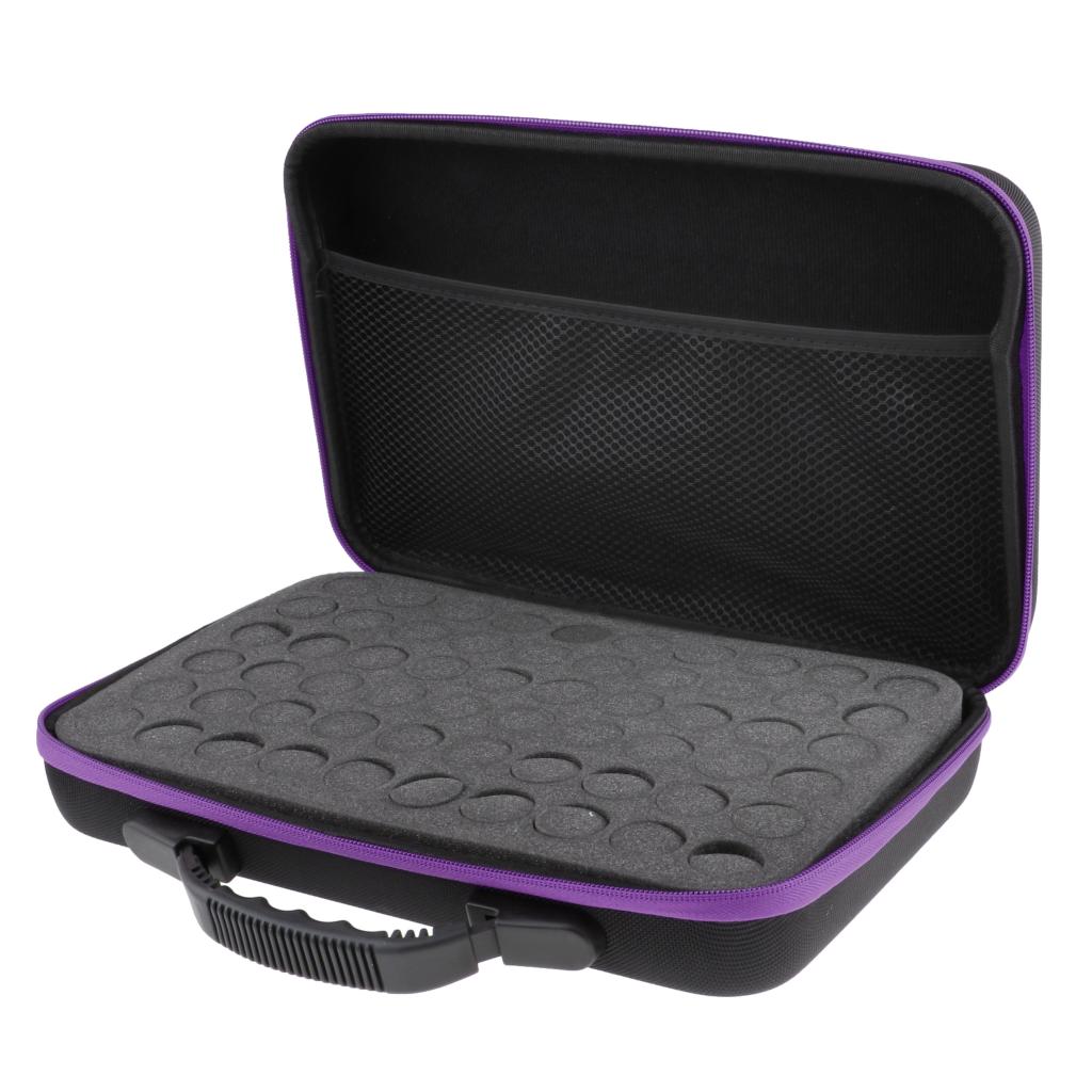 60 Bottles Essential Oil Carry Case 5ML~15ML Holder Storage Hand Bag Purple