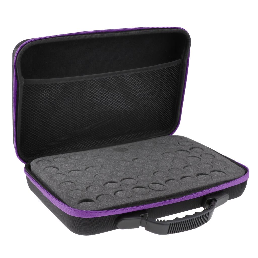 60 Bottles Essential Oil Carry Case 5ML~15ML Holder Storage Hand Bag Purple