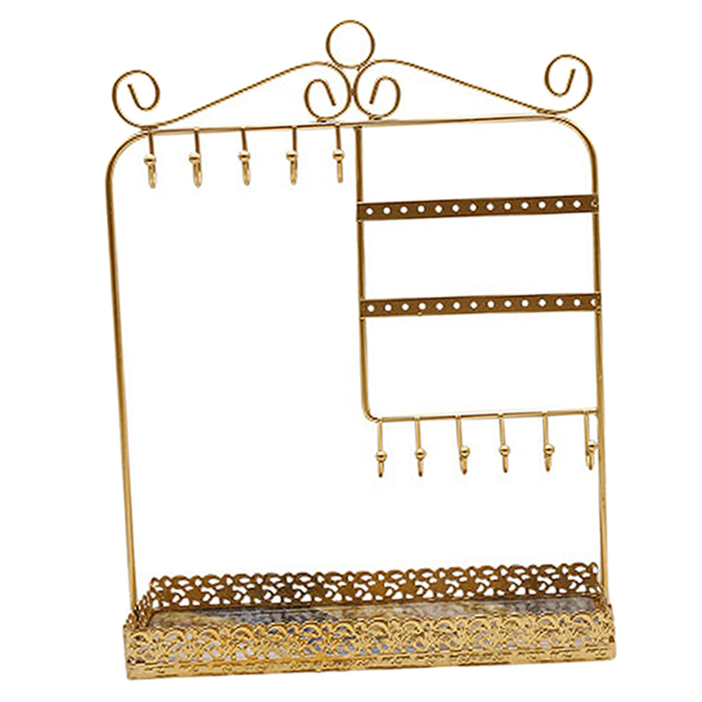 Jewelry Rack Necklace Bracelet Rings Display Stand Golden