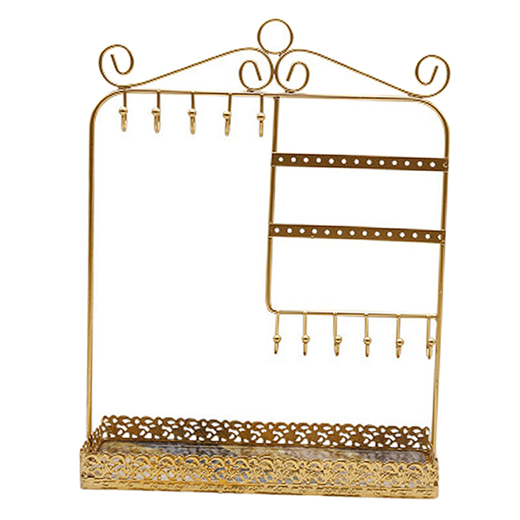 Jewelry Rack Necklace Bracelet Rings Display Stand Golden