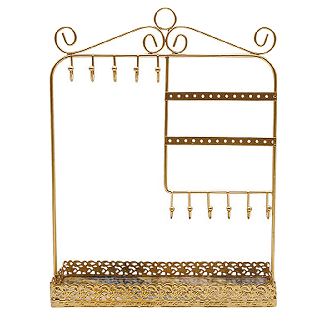 Jewelry Rack Necklace Bracelet Rings Display Stand Golden