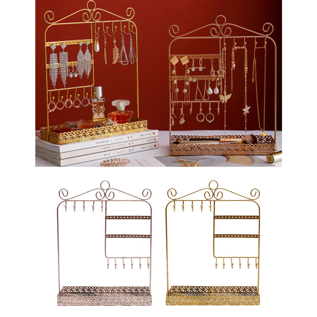 Jewelry Rack Necklace Bracelet Rings Display Stand Golden