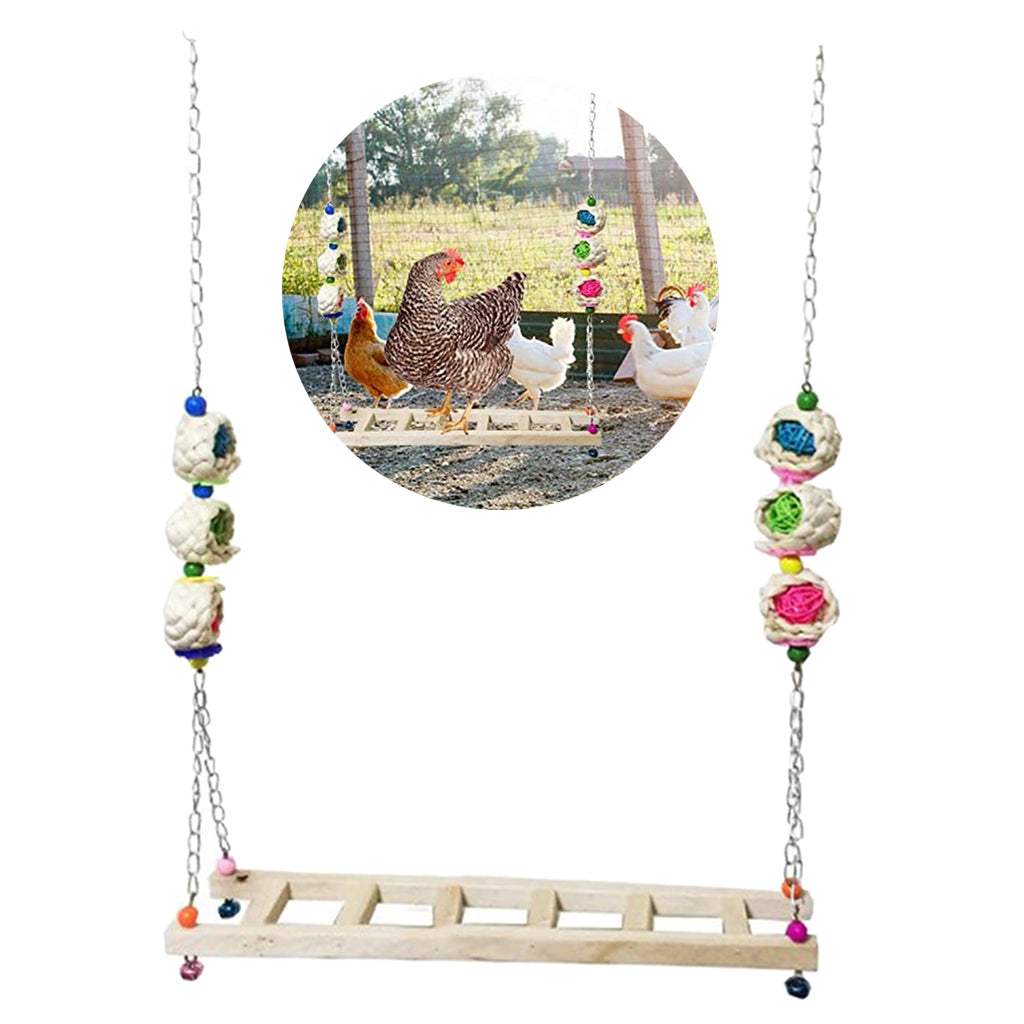 Chicken Ladder Swing Chicken Perch Stand for Chicken Birds Parrots Ladder-B