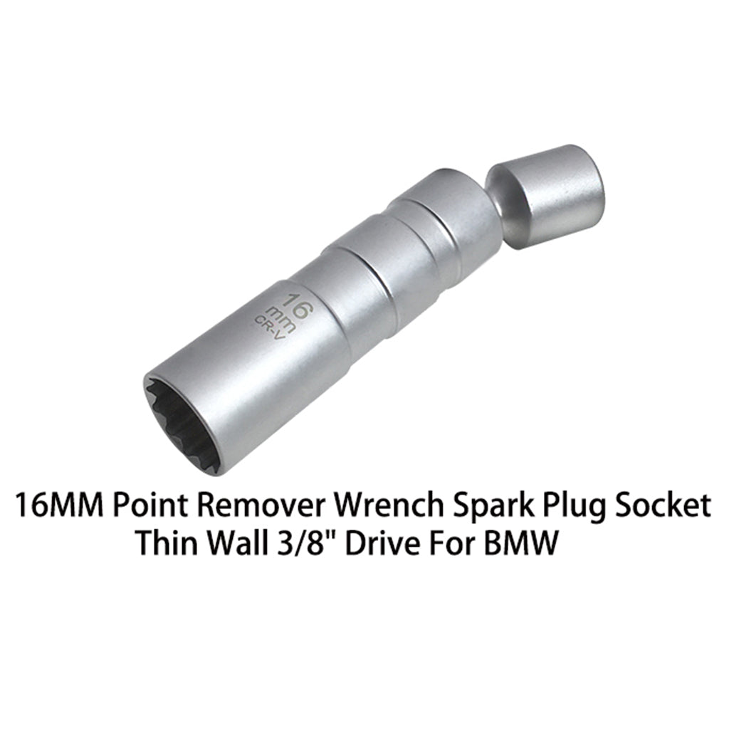 16mm 3/8 Drive Swivel Magnetic Spark Plug Wobble Socket 12 Point for BMW