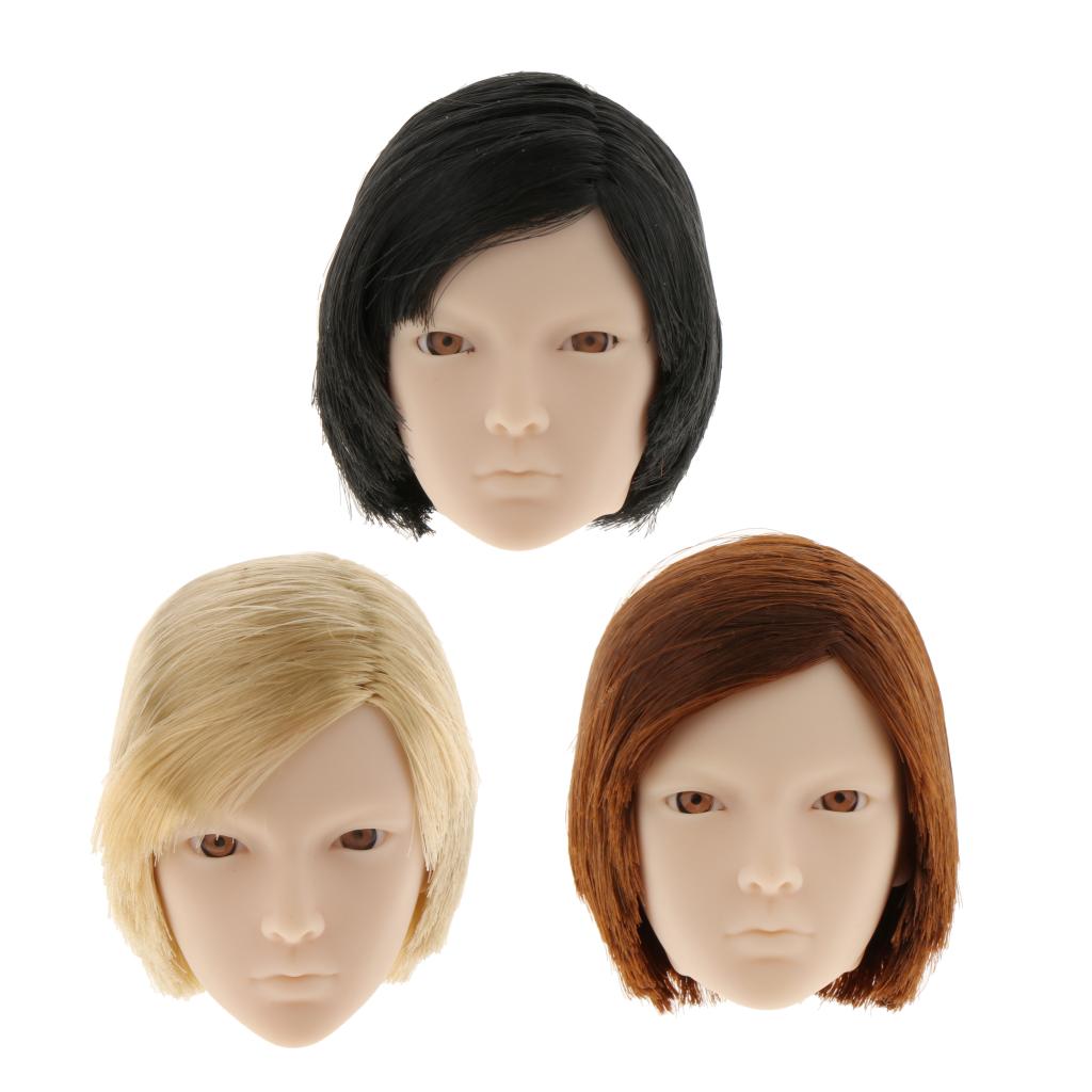 1/6 Female Head Sculpt Short Hair for 12'' Figure HOT TOYS Golden