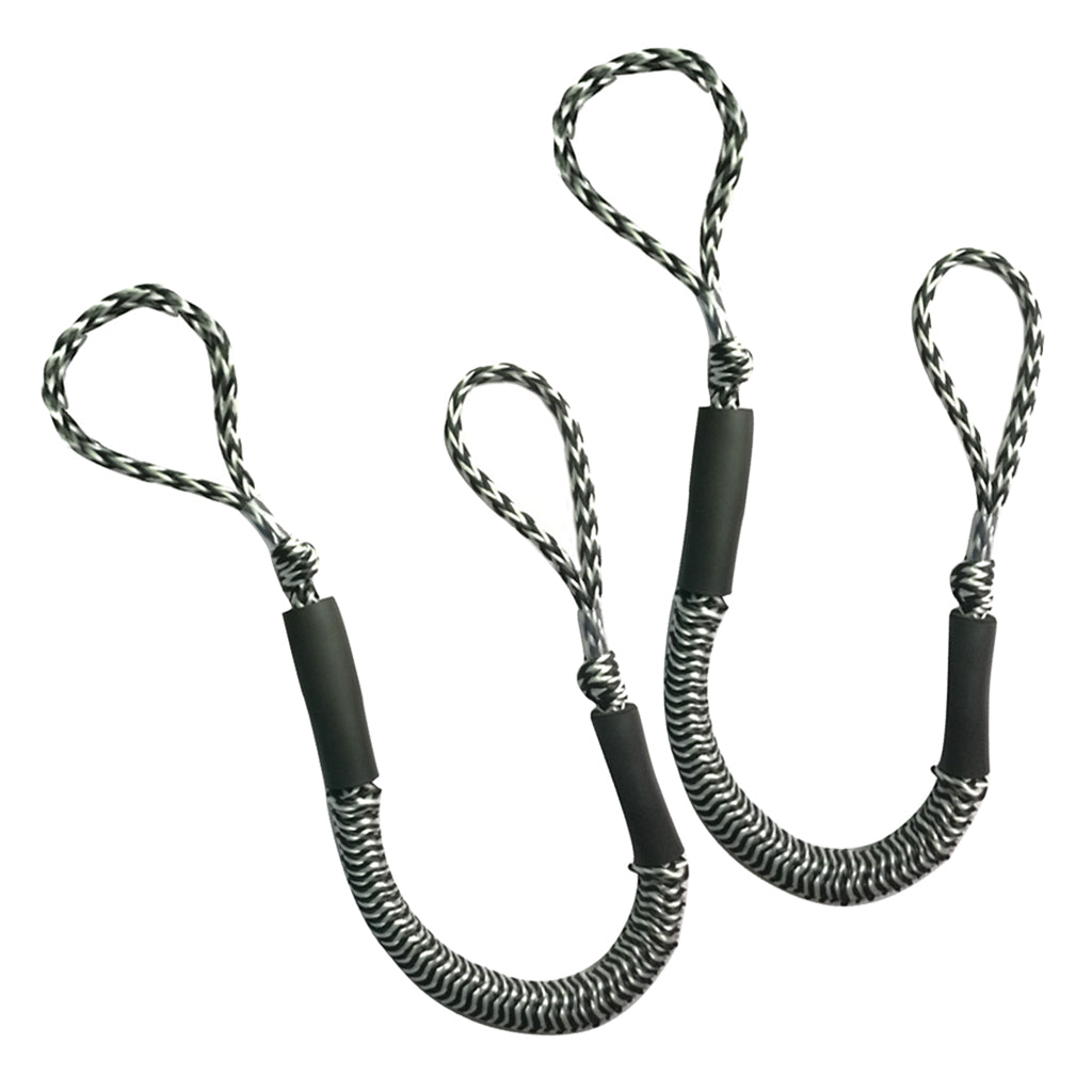 2pcs Marine Boat Bungee Dock Line Anchor / Mooring Rope 4ft Black 2