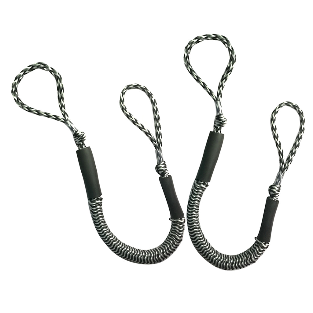 2pcs Marine Boat Bungee Dock Line Anchor / Mooring Rope 4ft Black 2