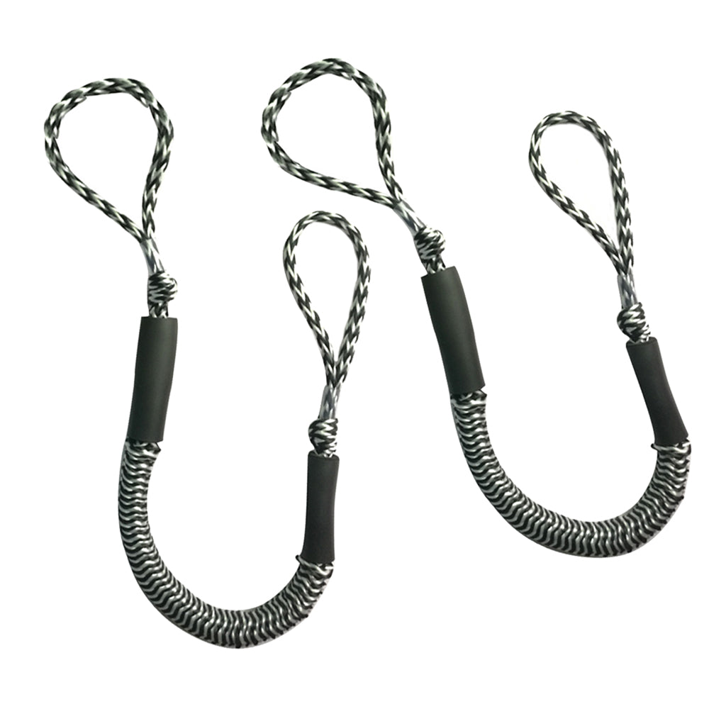 2pcs Marine Boat Bungee Dock Line Anchor / Mooring Rope 4ft Black 2