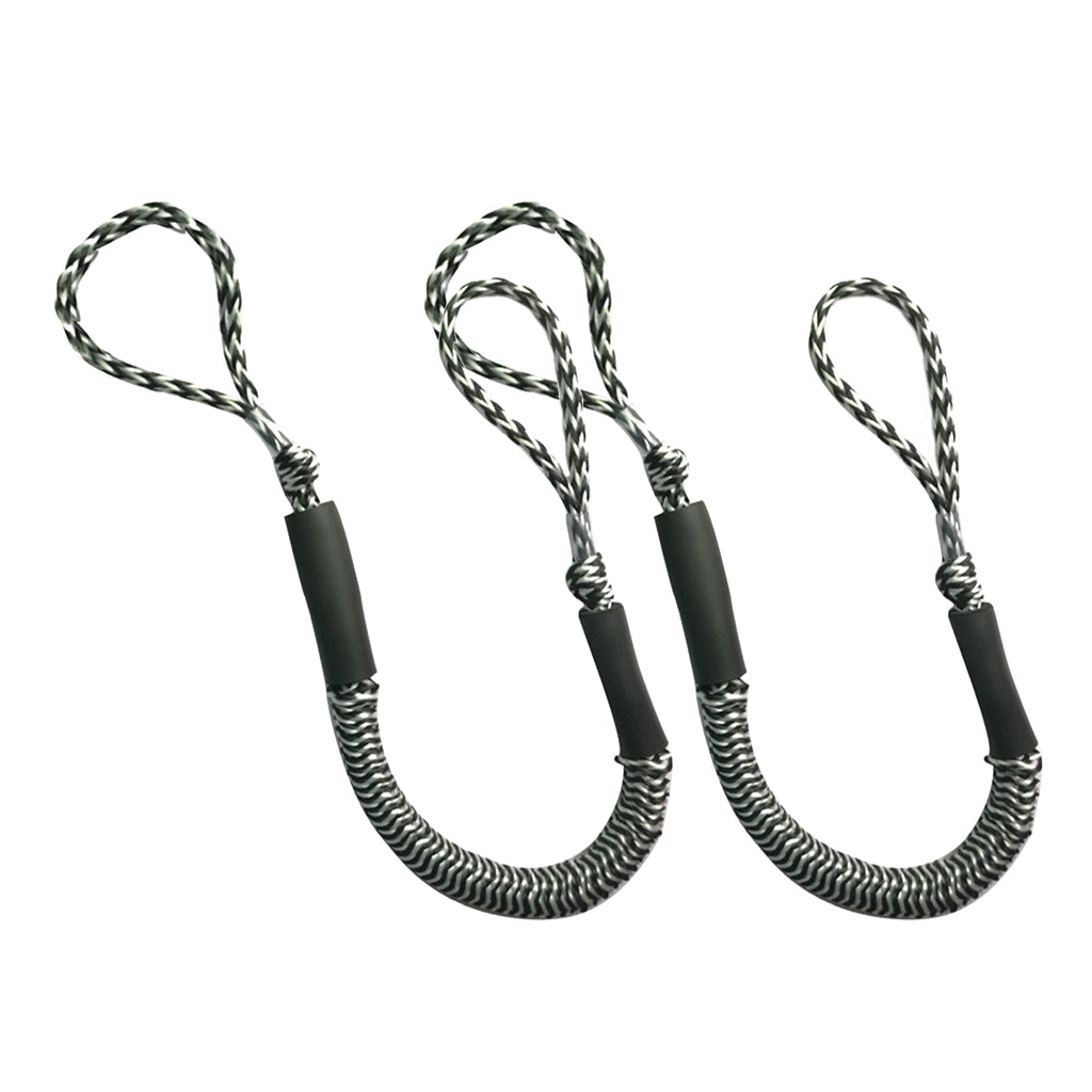 2pcs Marine Boat Bungee Dock Line Anchor / Mooring Rope 4ft Black 2