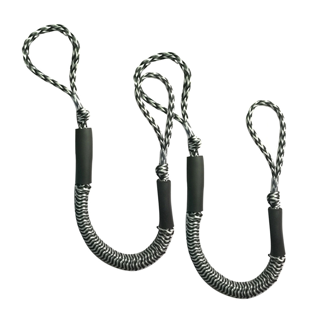 2pcs Marine Boat Bungee Dock Line Anchor / Mooring Rope 4ft Black 2