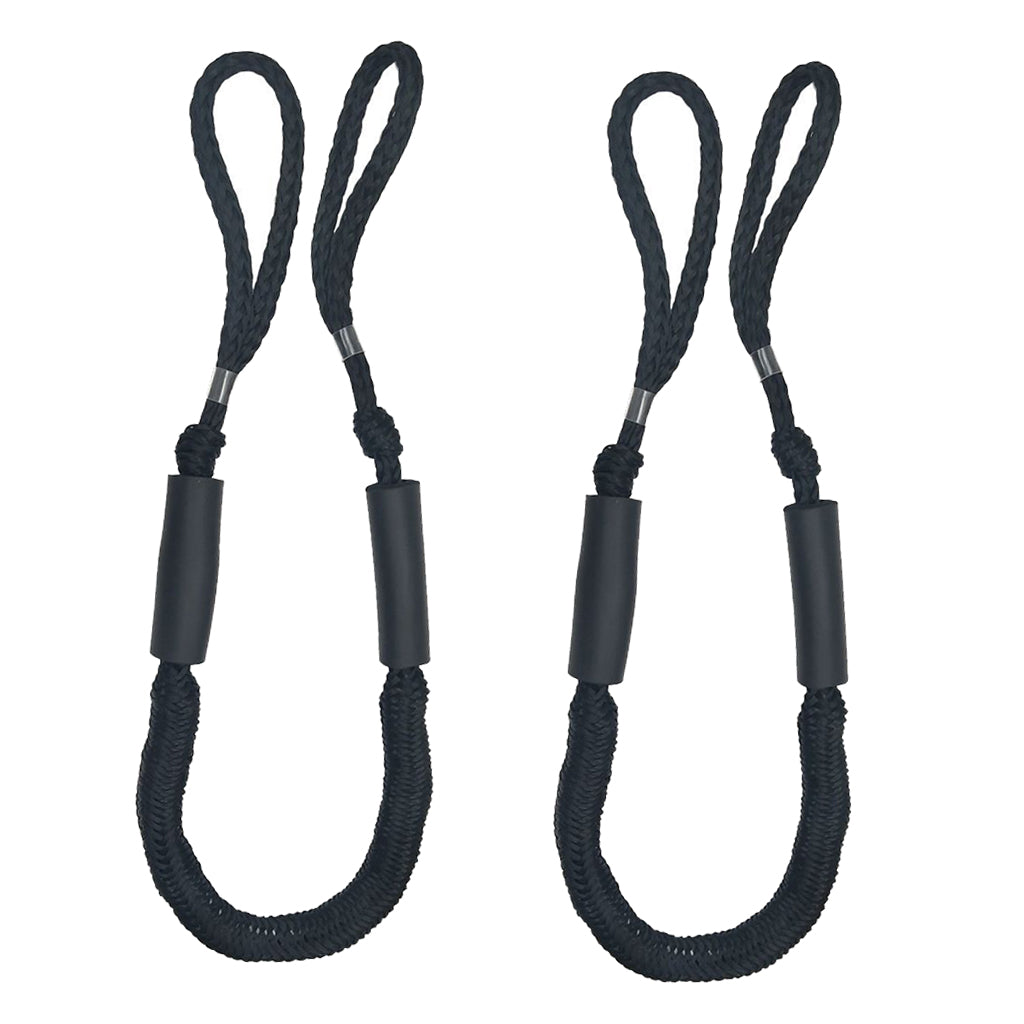 2pcs Marine Boat Bungee Dock Line Anchor / Mooring Rope 4ft Black