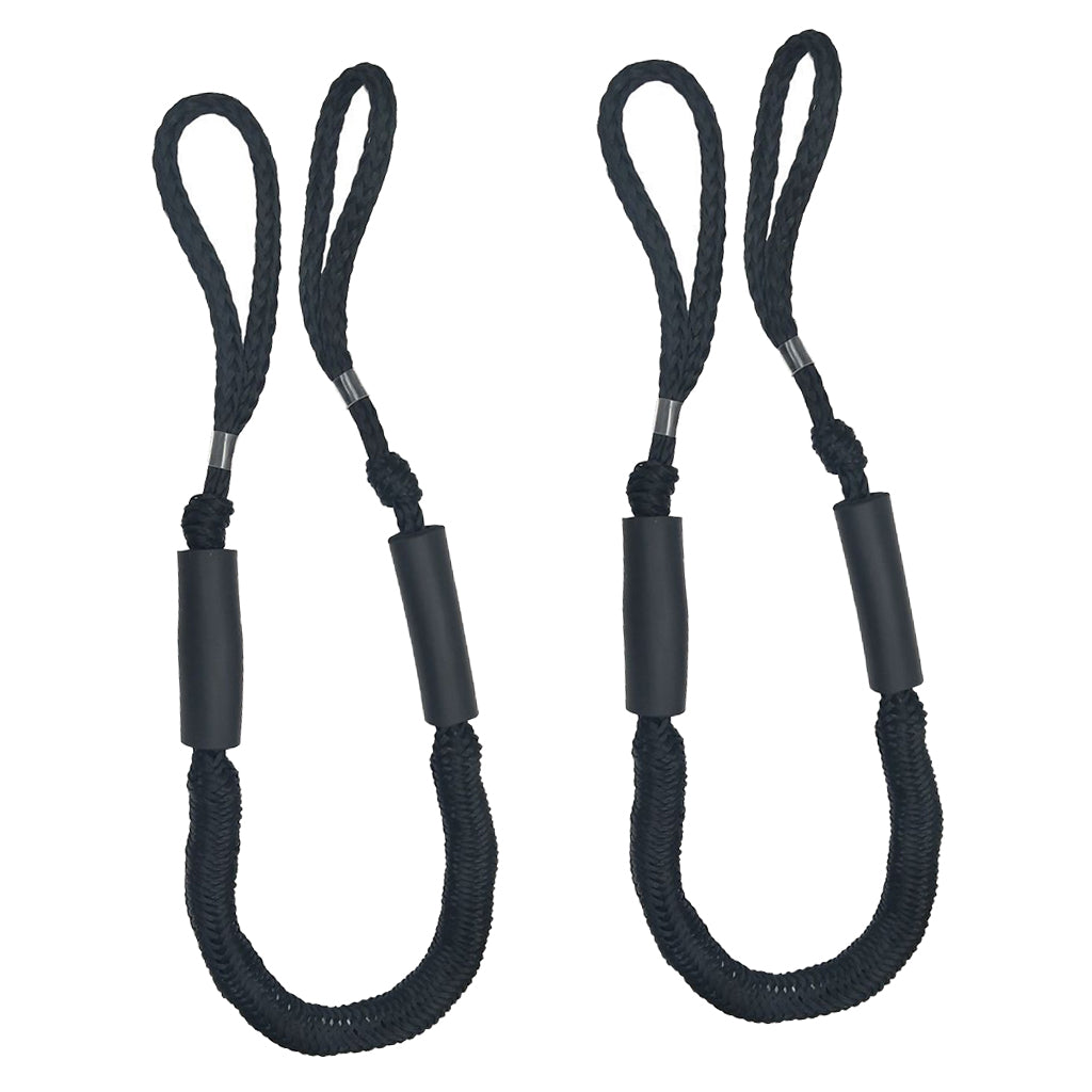 2pcs Marine Boat Bungee Dock Line Anchor / Mooring Rope 4ft Black