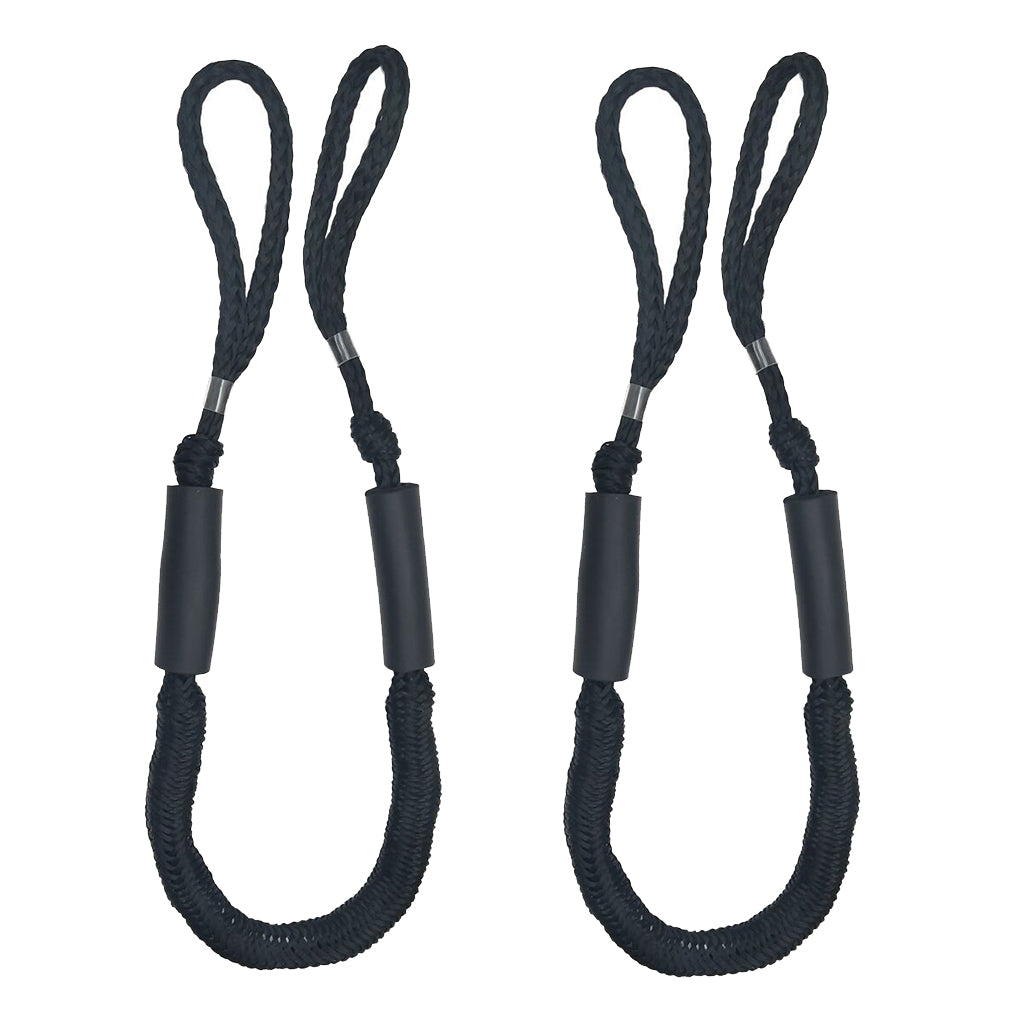 2pcs Marine Boat Bungee Dock Line Anchor / Mooring Rope 4ft Black