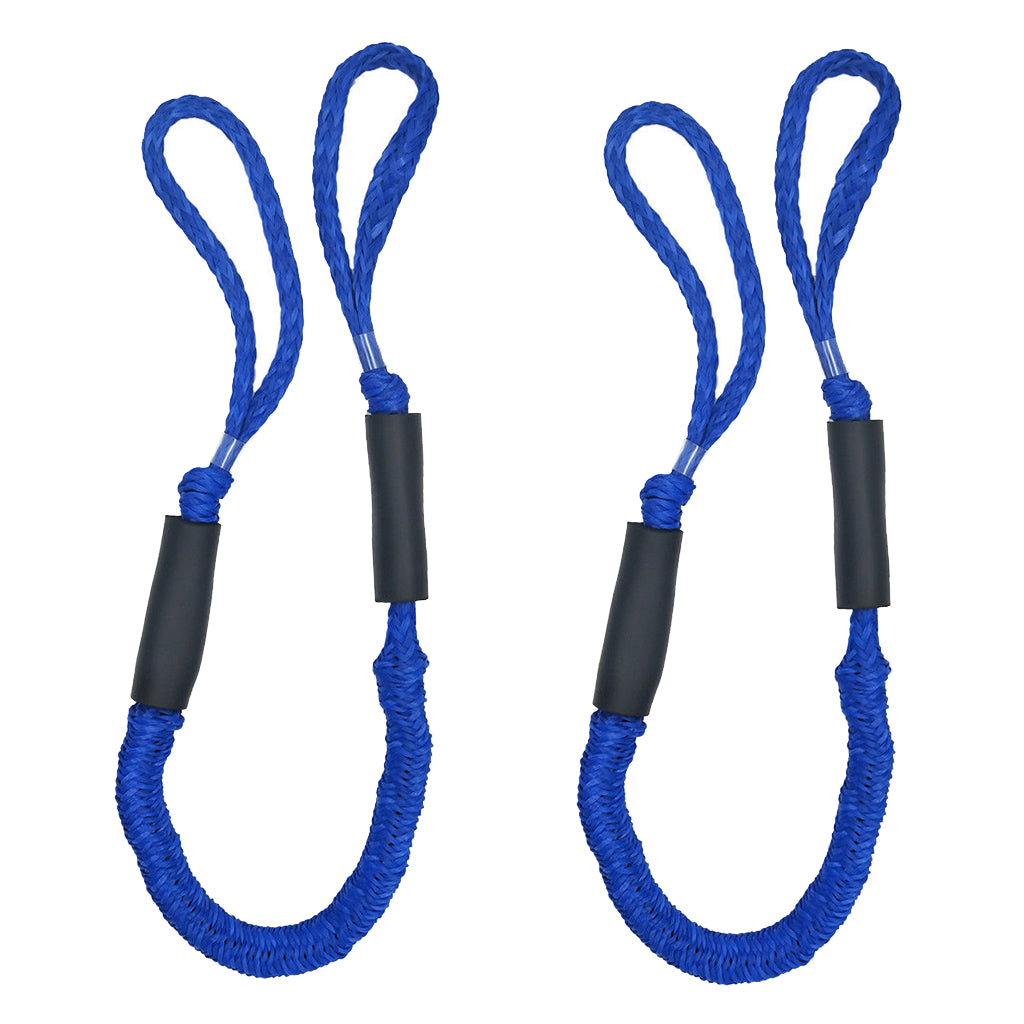 2pcs Marine Boat Bungee Dock Line Anchor / Mooring Rope 4ft Blue