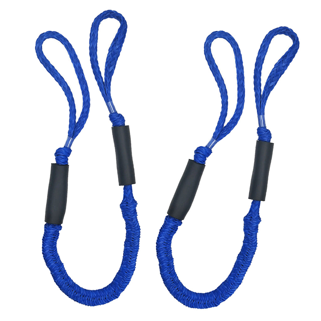 2pcs Marine Boat Bungee Dock Line Anchor / Mooring Rope 4ft Blue