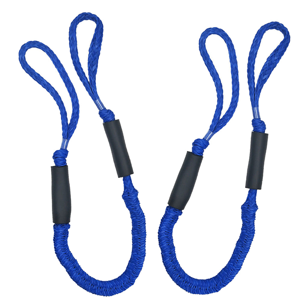 2pcs Marine Boat Bungee Dock Line Anchor / Mooring Rope 4ft Blue