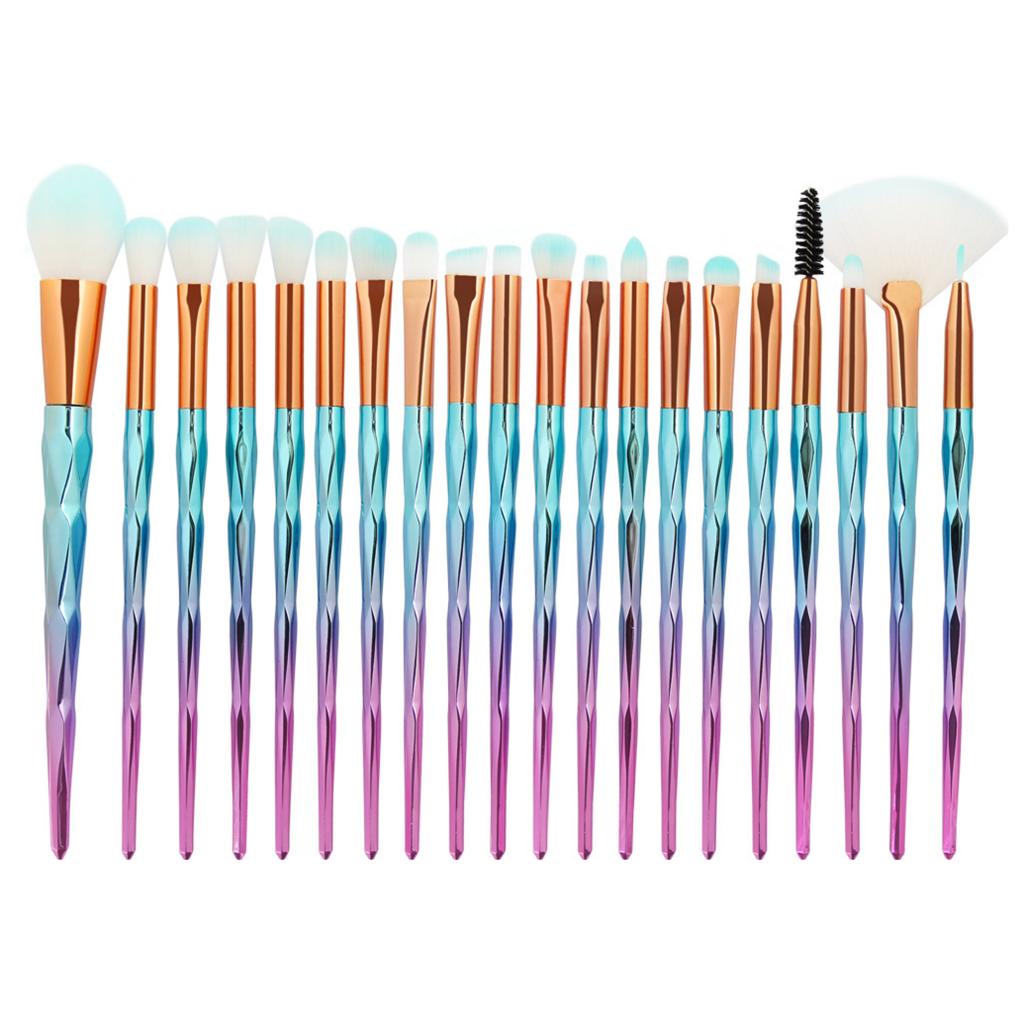 20x Unicorn Eye Brush Set Kit Powder Brushes Diamond blue Pink