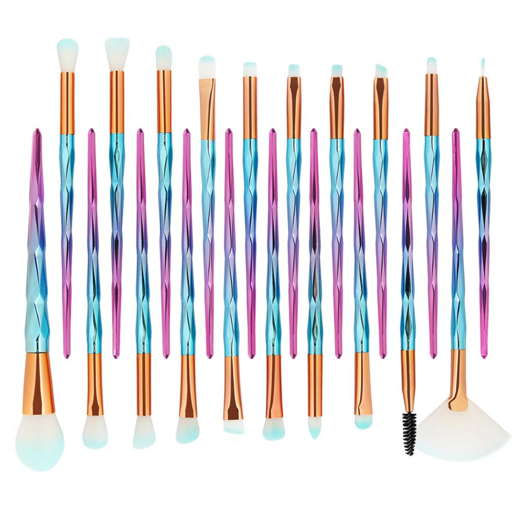 20x Unicorn Eye Brush Set Kit Powder Brushes Diamond blue Pink