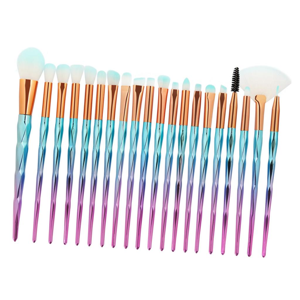 20x Unicorn Eye Brush Set Kit Powder Brushes Diamond blue Pink