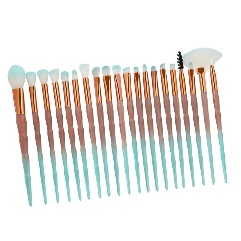 20x Unicorn Eye Brush Set Kit Powder Brushes Diamond Gradient Green Coffee