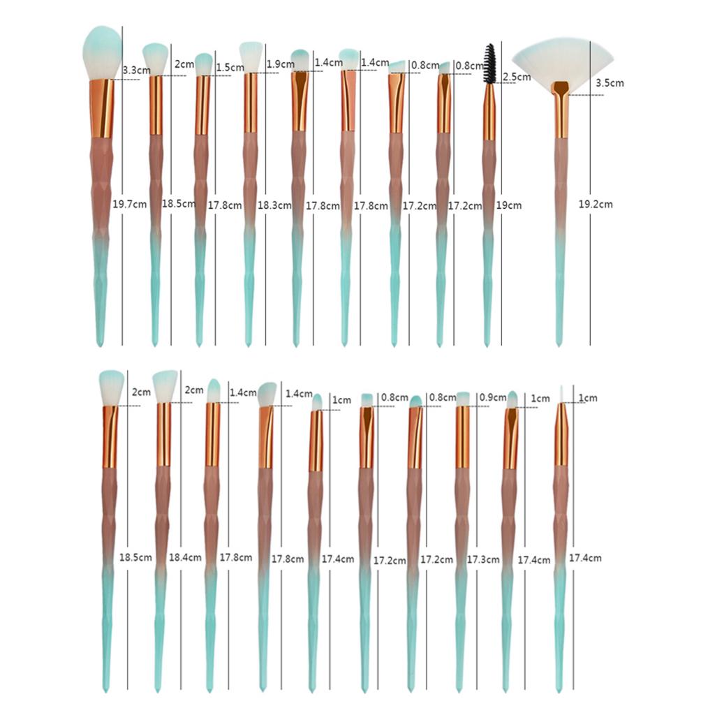 20x Unicorn Eye Brush Set Kit Powder Brushes Diamond Gradient Green Coffee