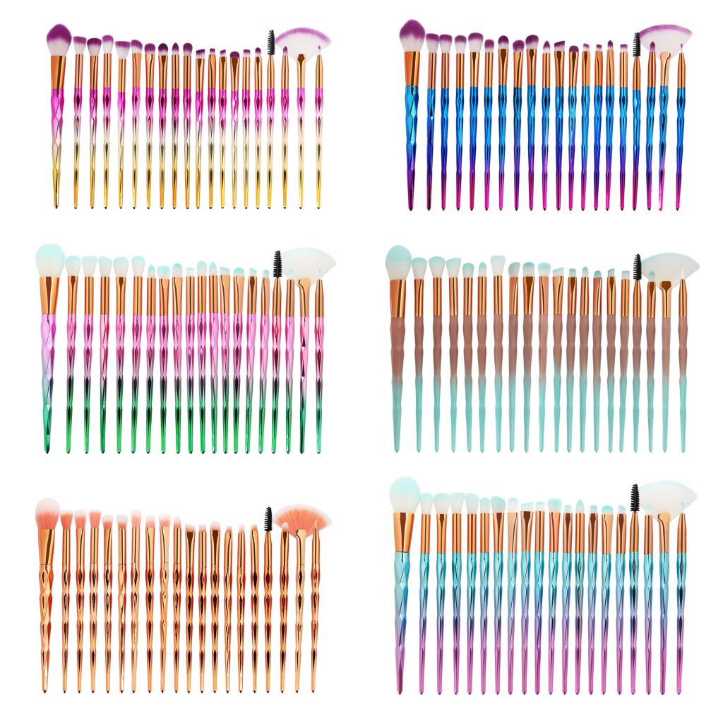 20x Unicorn Eye Brush Set Kit Powder Brushes Diamond Gradient Green Coffee