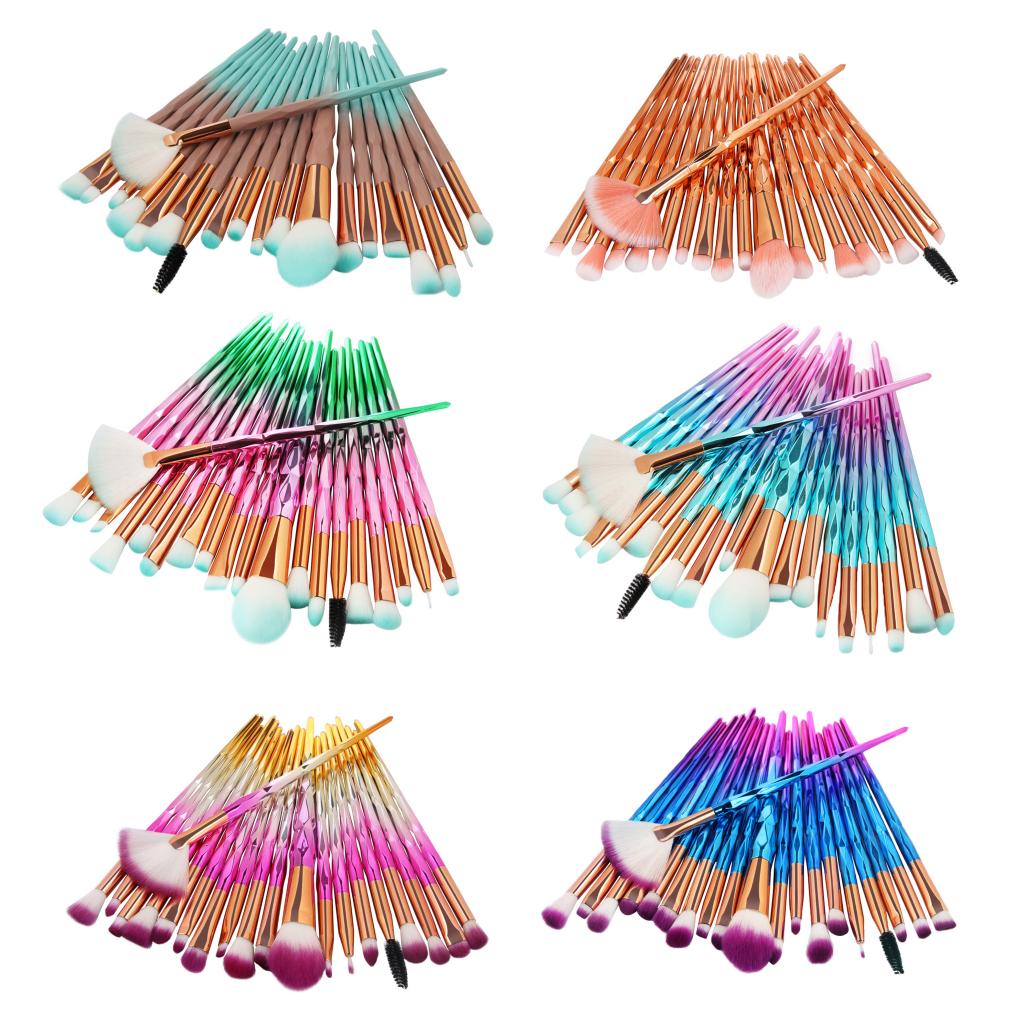 20x Unicorn Eye Brush Set Kit Powder Brushes Diamond Gradient Green Coffee