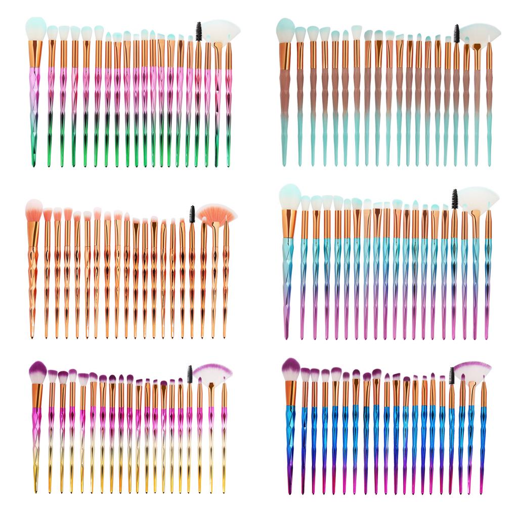 20x Unicorn Eye Brush Set Kit Powder Brushes Diamond Gradient Green Coffee