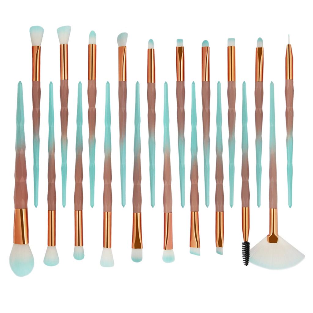 20x Unicorn Eye Brush Set Kit Powder Brushes Diamond Gradient Green Coffee