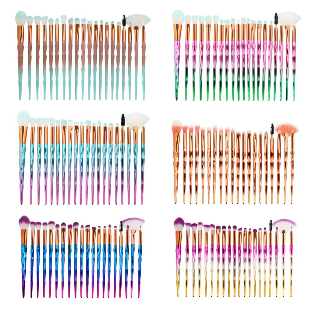 20x Unicorn Eye Brush Set Kit Powder Brushes Diamond Gradient Green Coffee