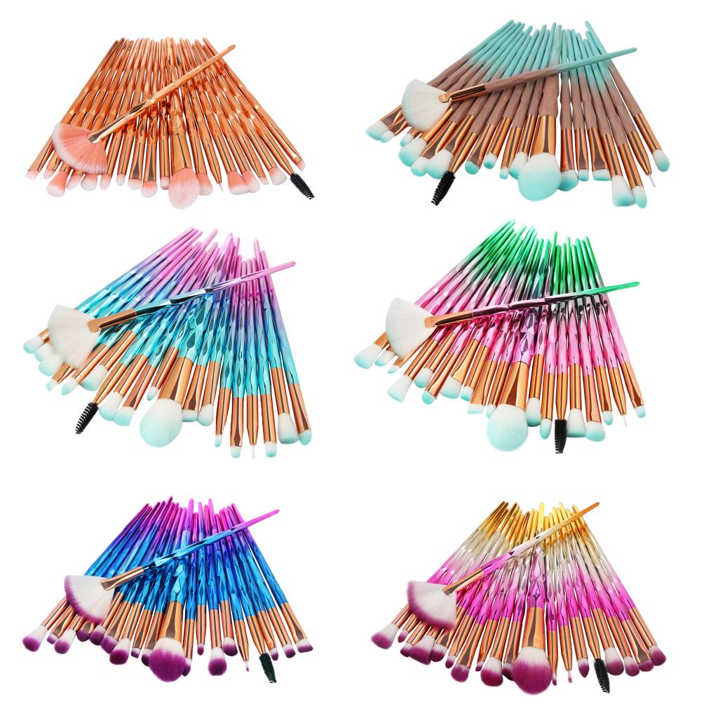 20x Unicorn Eye Brush Set Kit Powder Brushes Diamond Gradient Green Coffee