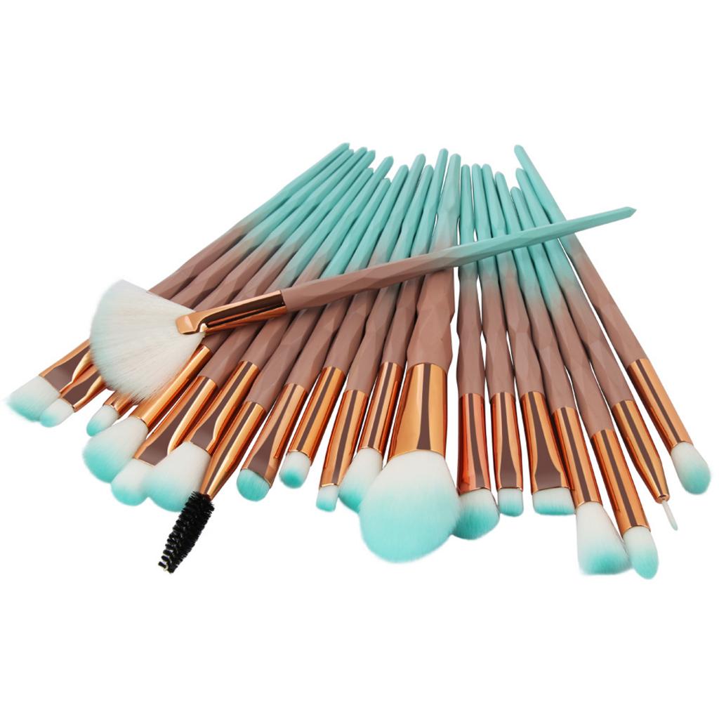 20x Unicorn Eye Brush Set Kit Powder Brushes Diamond Gradient Green Coffee