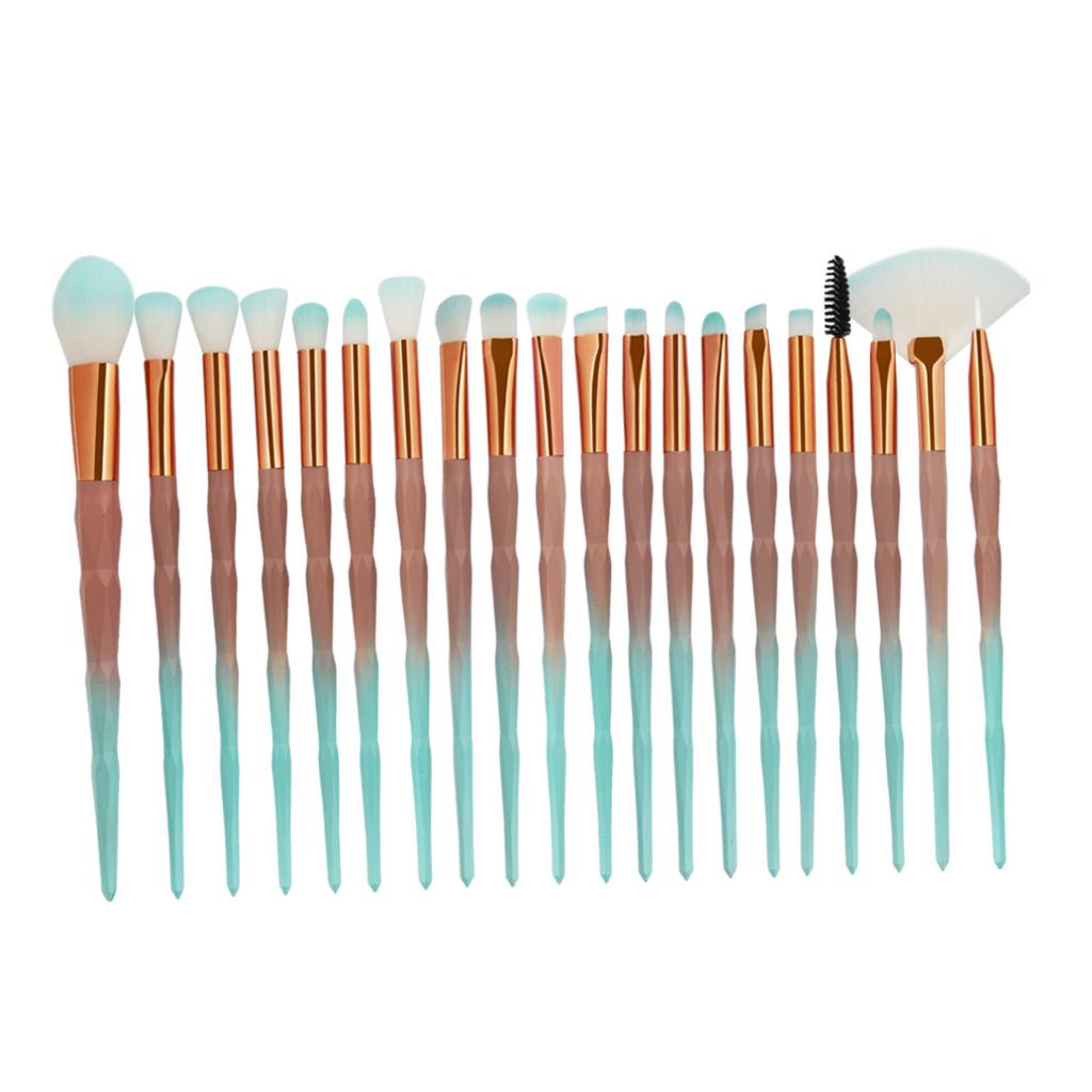 20x Unicorn Eye Brush Set Kit Powder Brushes Diamond Gradient Green Coffee