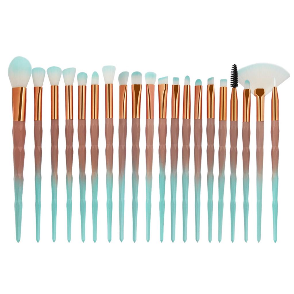 20x Unicorn Eye Brush Set Kit Powder Brushes Diamond Gradient Green Coffee