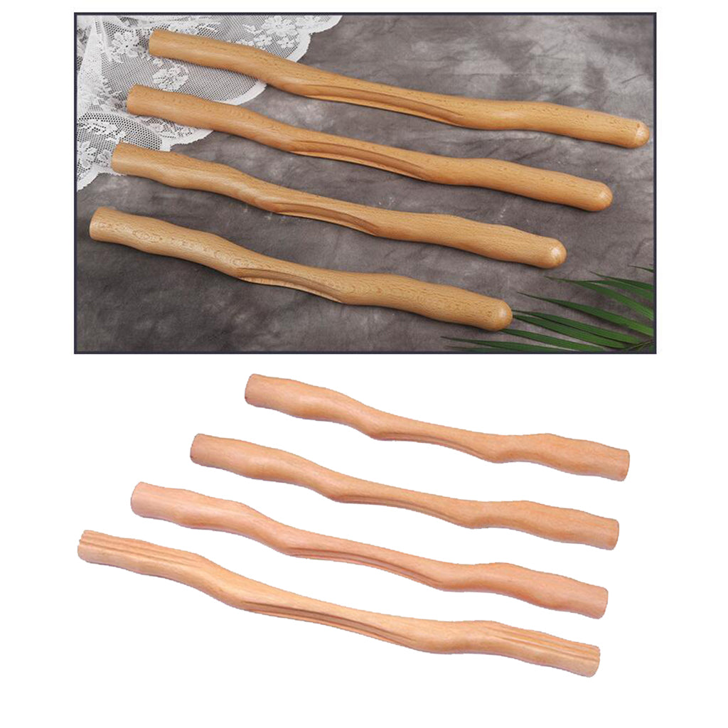 Wooden Gua Sha Scraping Massage Tools for Back Shoulder Neck Waist Leg 4 Pcs