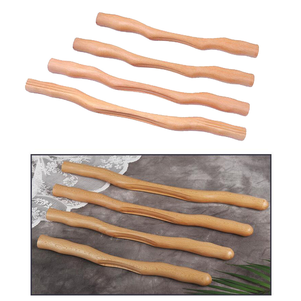 Wooden Gua Sha Scraping Massage Tools for Back Shoulder Neck Waist Leg 4 Pcs